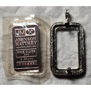 Rare Johnson Matthey Assayers & Refiners Fine Silver 999 5 Grams 616698 W/ Frame